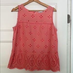 Southern Tide Coral Eyelet Sleeveless Top